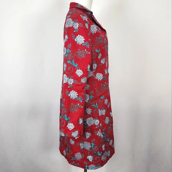 Johnny Was Floral Embroidered Coat Red Medium Like New *RARE FIND* - Picture 6 of 16